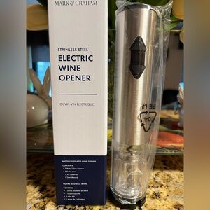 Mark & Graham Stainless Steel Electric Wine Opener & Kitchen Towel